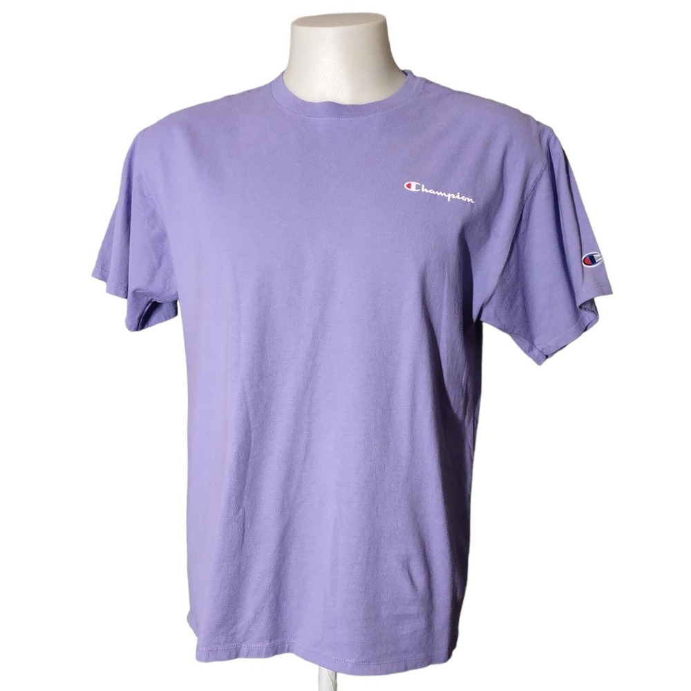 Champion Women's Short Sleeve T-Shirt Adult‎ Large Purple Crew Neck Embroidered